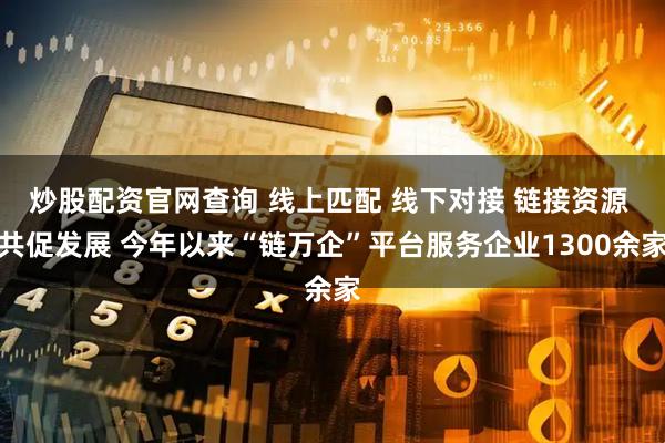 炒股配资官网查询 线上匹配 线下对接 链接资源 共促发展 今年以来“链万企”平台服务企业1300余家